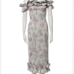 V. Chapman Floral Off-Shoulder Midi Dress